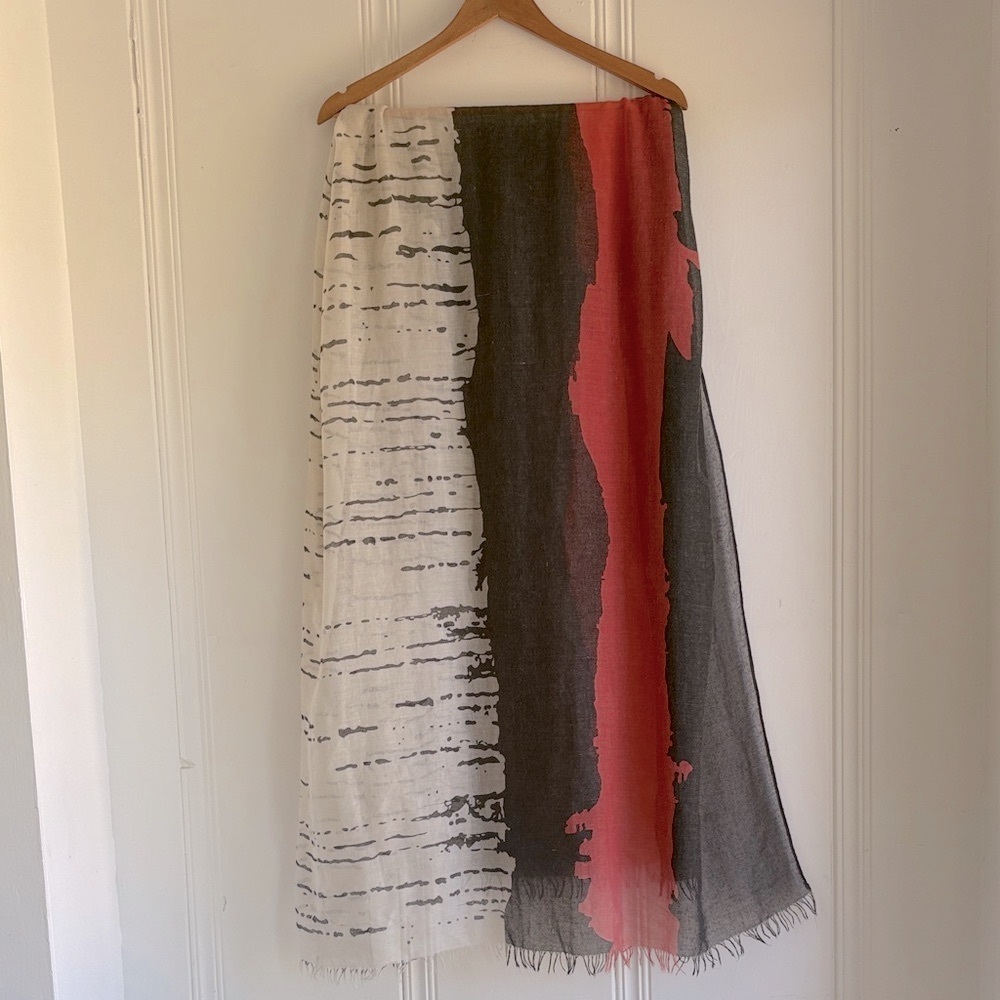 3/$15! Abstract Patterned Scarf in Black, Red, and White